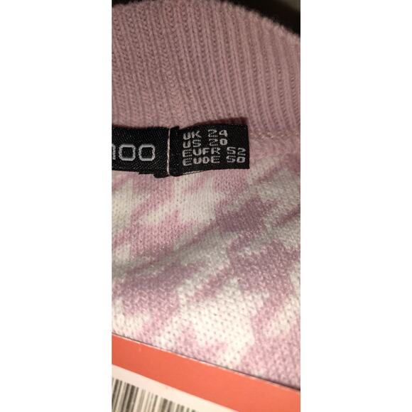 Pink & White Houndstooth Cardigan Sweater BOOHOO Geometric Plus Size 20 NWT - Picture 11 of 13